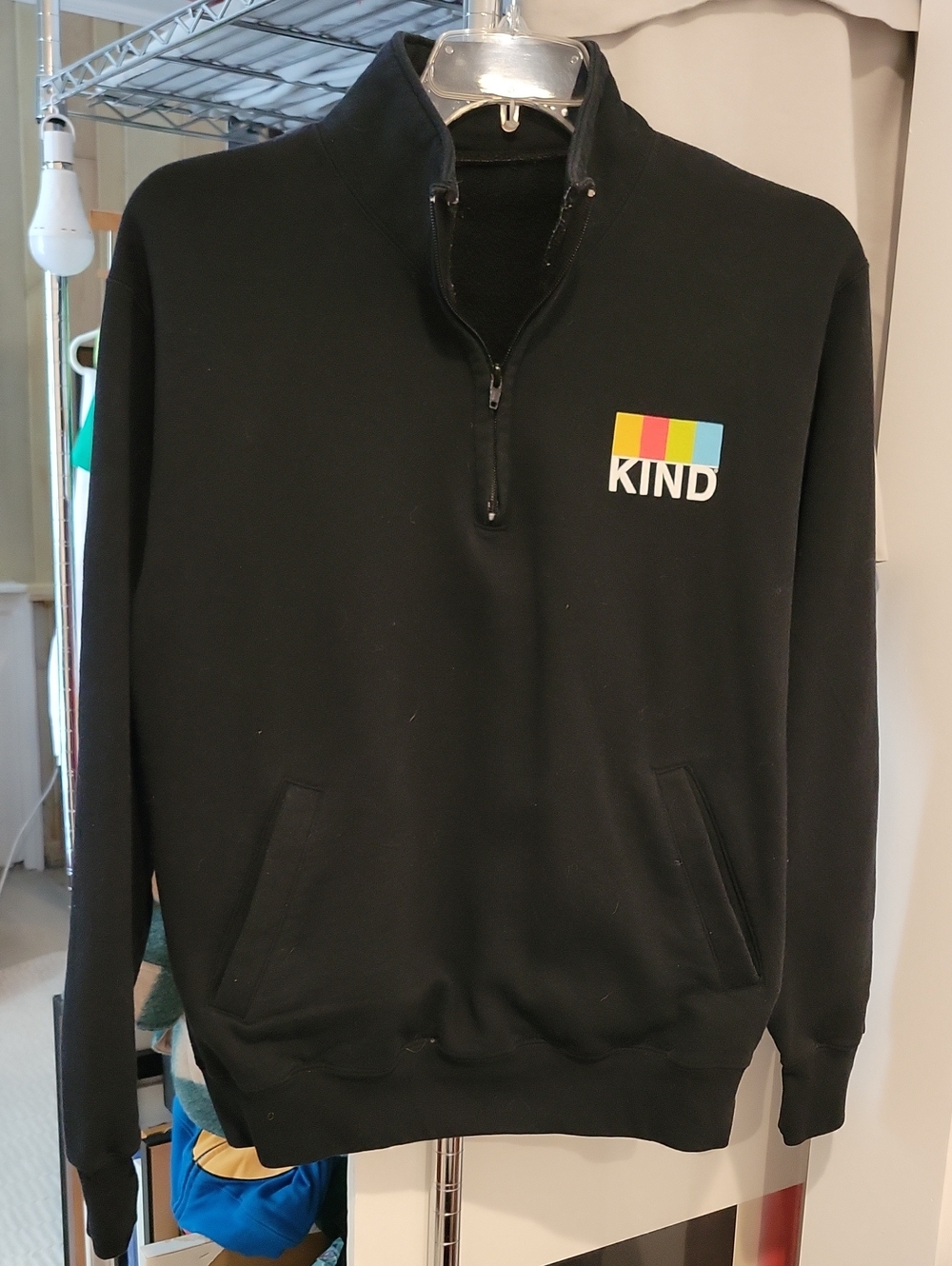 Adult Size Small Black Quarter-Zip Pullover Sweatshirt
